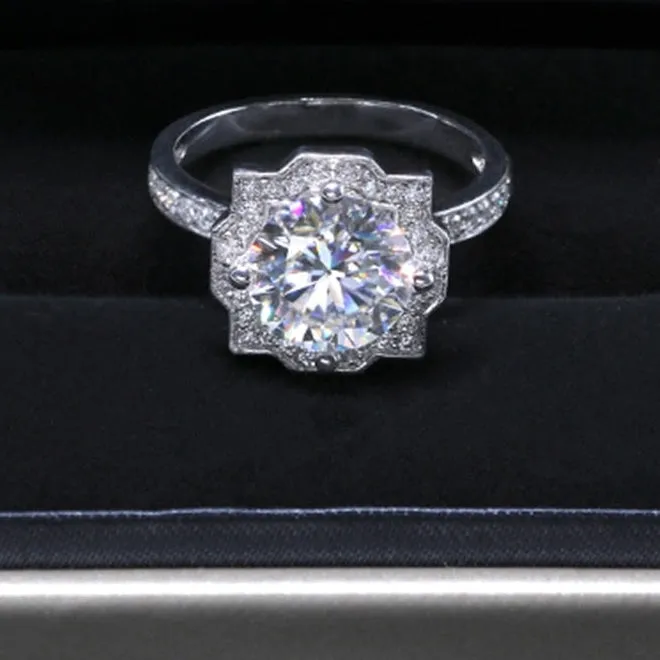 14k Or 18k 3ct 9mm Round Brilliant Cut Moissanite Ring for Women