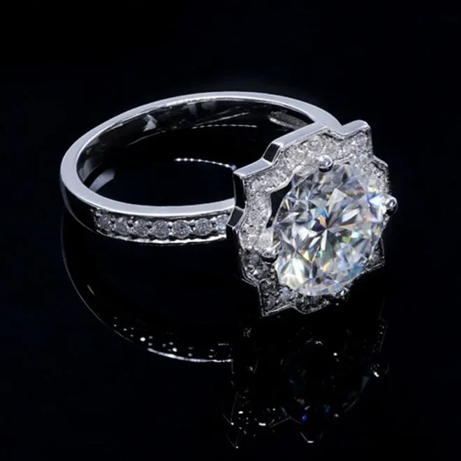 14k Or 18k 3ct 9mm Round Brilliant Cut Moissanite Ring for Women