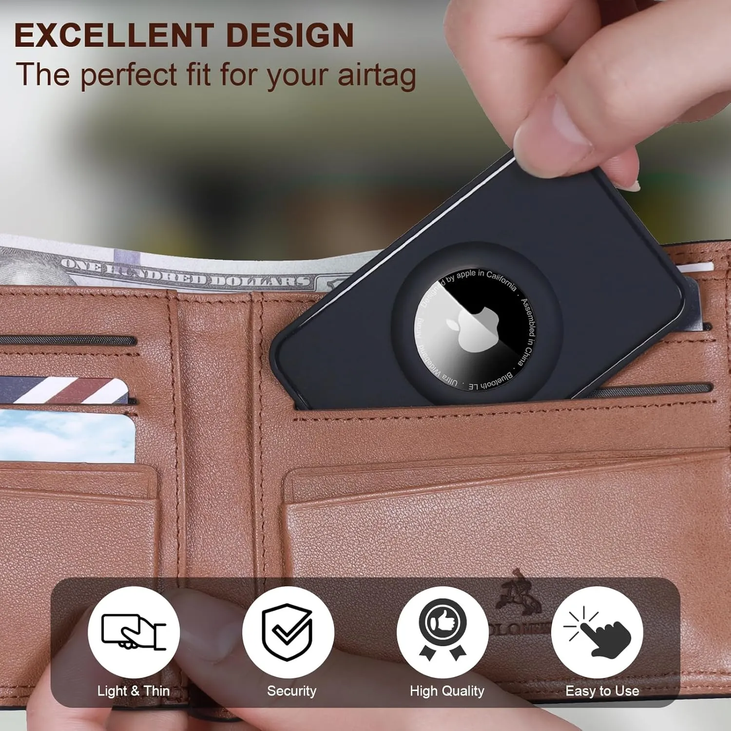2-Pack Airtag Wallet Holder - Silicone Slim Card Holder for Apple Airtag - Ultra-Thin Cardholder for Purses, Handbags, Backpack Wallets & Clutch Bags