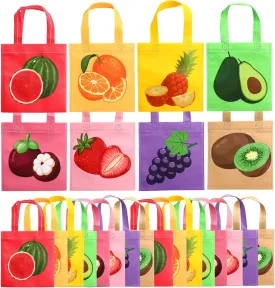 24 Pack Mix Fruits Party Favor Bags Summer Hawaiian Gift Bags Waterproof Non Woven Fruit Theme Tote Bags Reusable Luau Party Goody Treat Bags with Handle for Kids Birthday Tutti Fruity Party Supplies