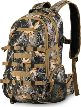 600D Waterproof Hunting Backpack for Men,Camo Hunting Pack with Bow Holder