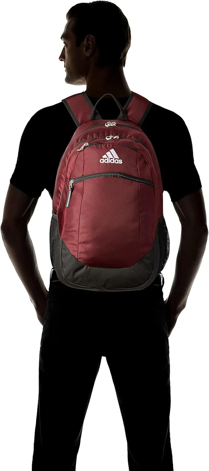 adidas Striker Sports Backpack Durable Athletic Gym Laptop Bag, Team Maroon/Black/White, One Size
