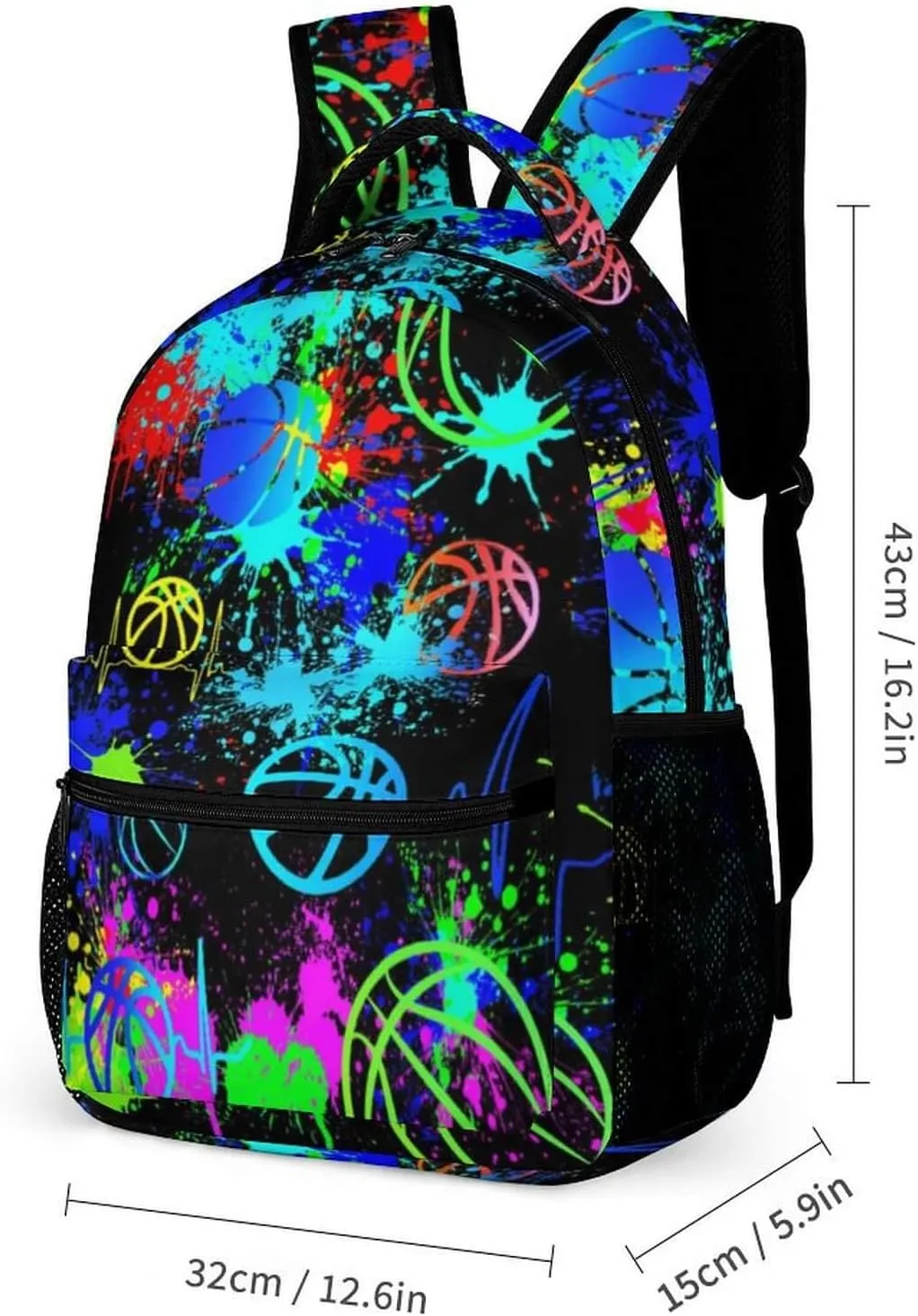 Basketball Backpack with Lunch Box & Pencil Case for Kids Girls Boys School, 16 Inch Cool Basketball Bookbag, School Backpack for Students Children, sustainable, Lightweight, Large Capacity