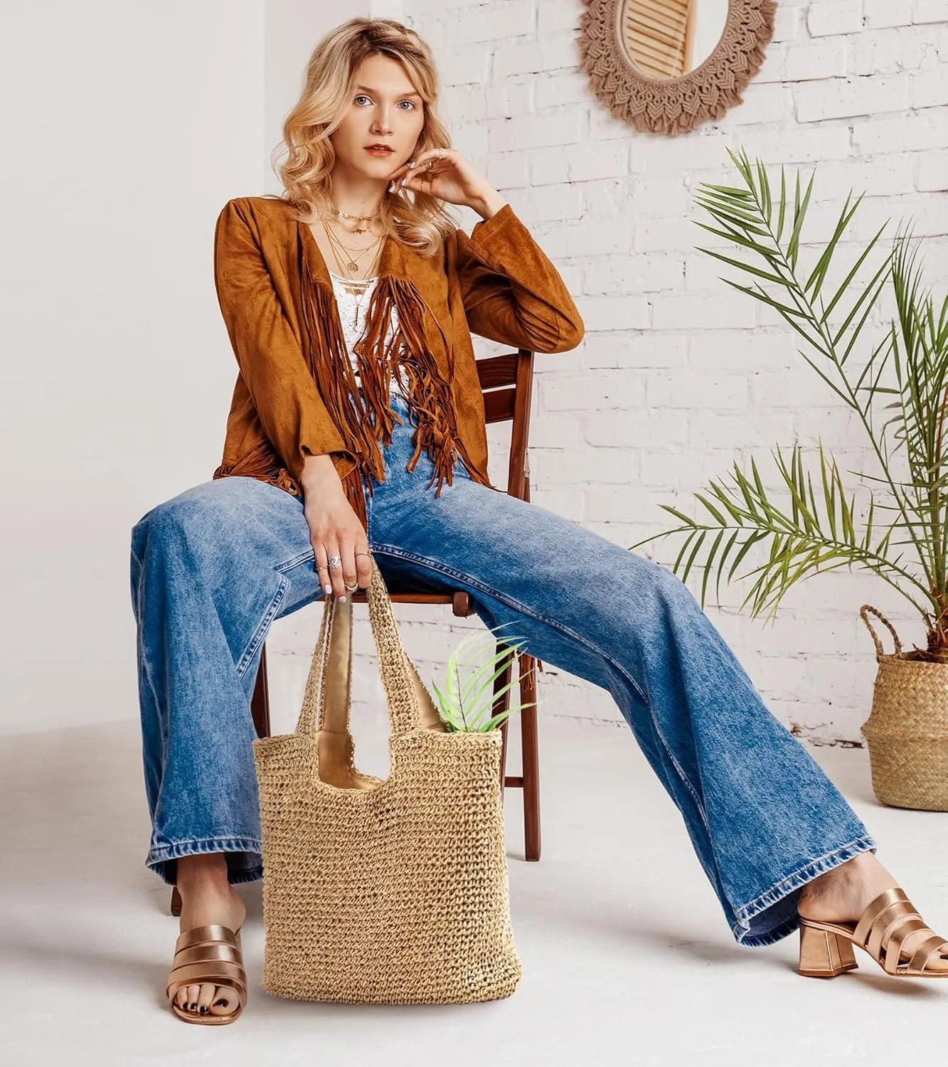 Beach Bags for Women, Large Beach Bag, Woven Straw Tote Bags Waterproof, Weaving Swim Shopping Travel Bag
