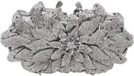 Boutique De FGG Flower Rhinestones Clutch Evening Bags for Women Formal Party Crystal Clutch Purse Wedding Handbags,Mini