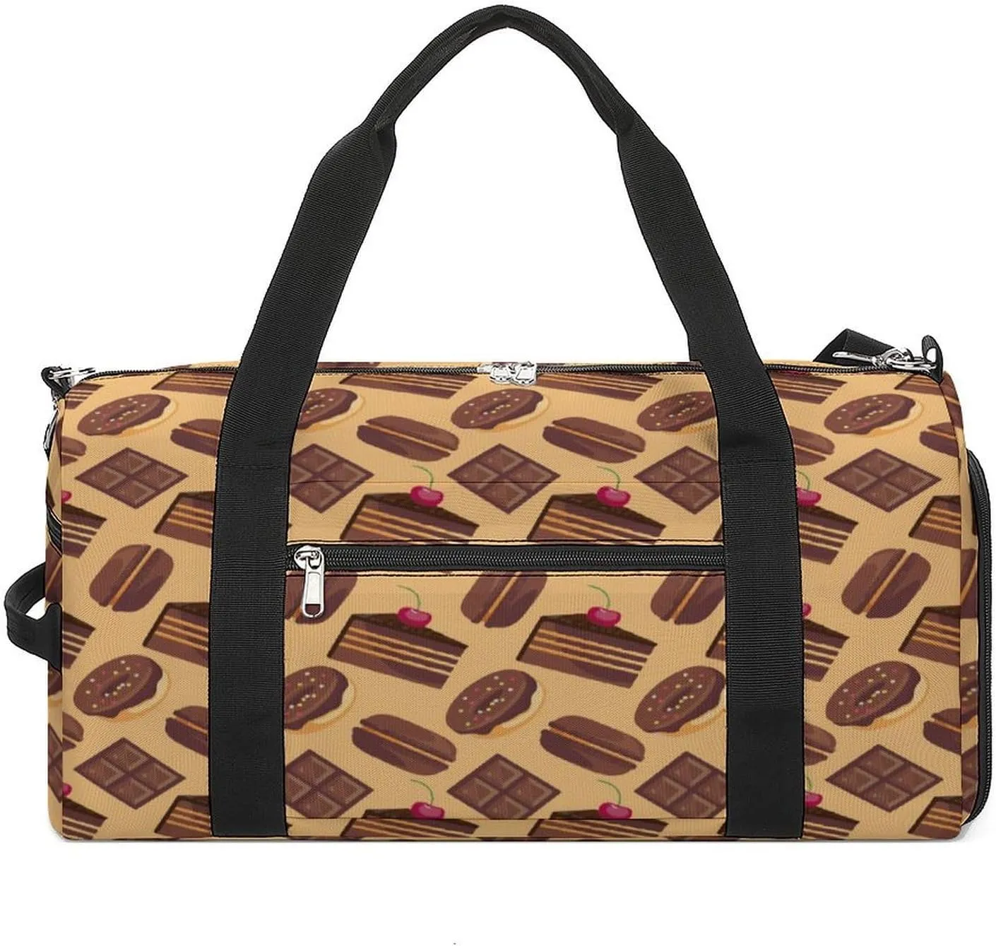 Chocolate Macaron Travel Gym Bag Sport Workout Duffel Bags with Compartments And Side Pocket