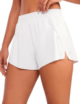 CRZ YOGA Running Shorts for Women High Waisted V Split for Gym Workout Athletic Track with Liner Breathable Quick Dry