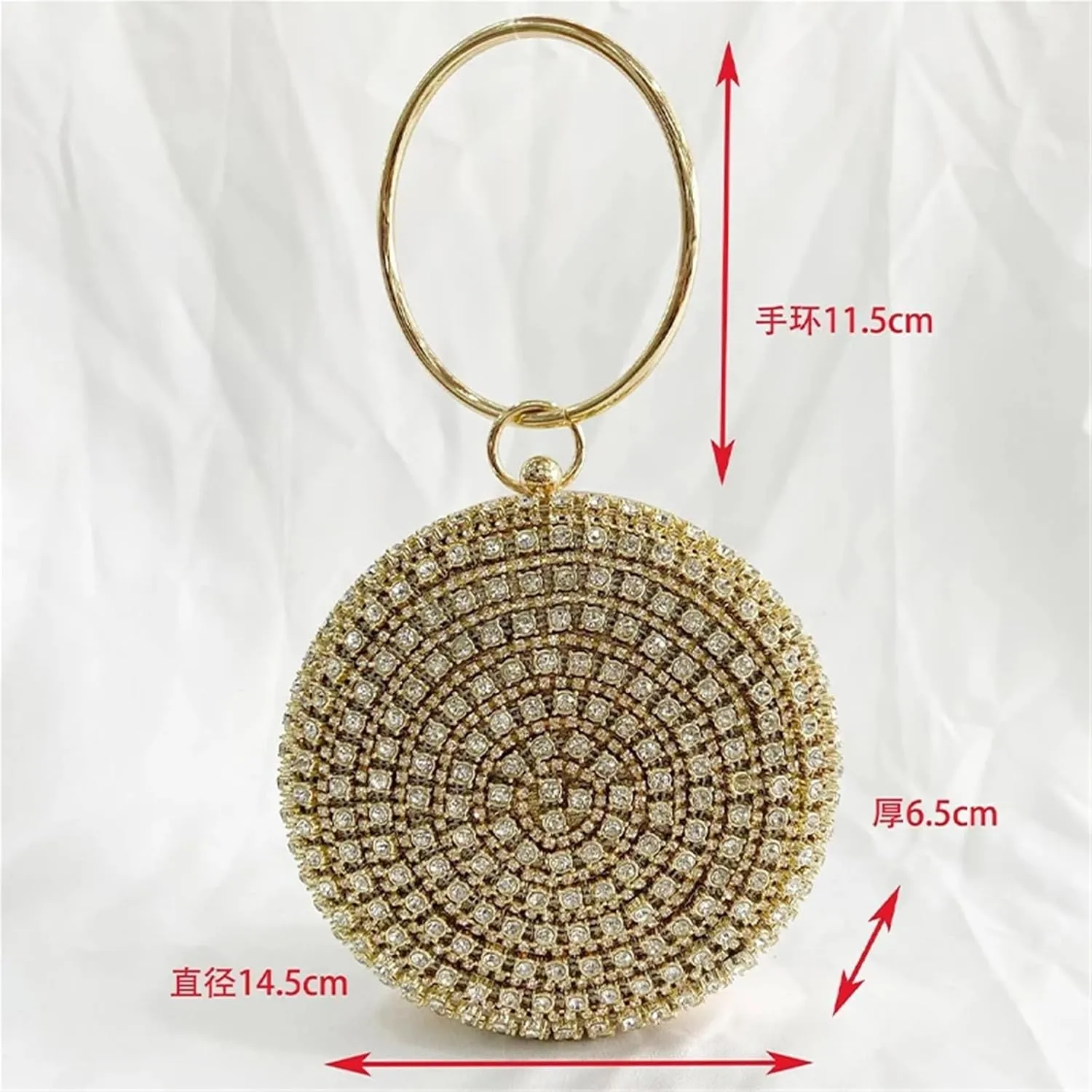 Diamonds Rhinestone Handbag Female Round Top Handle Bags Evening Party Clutches