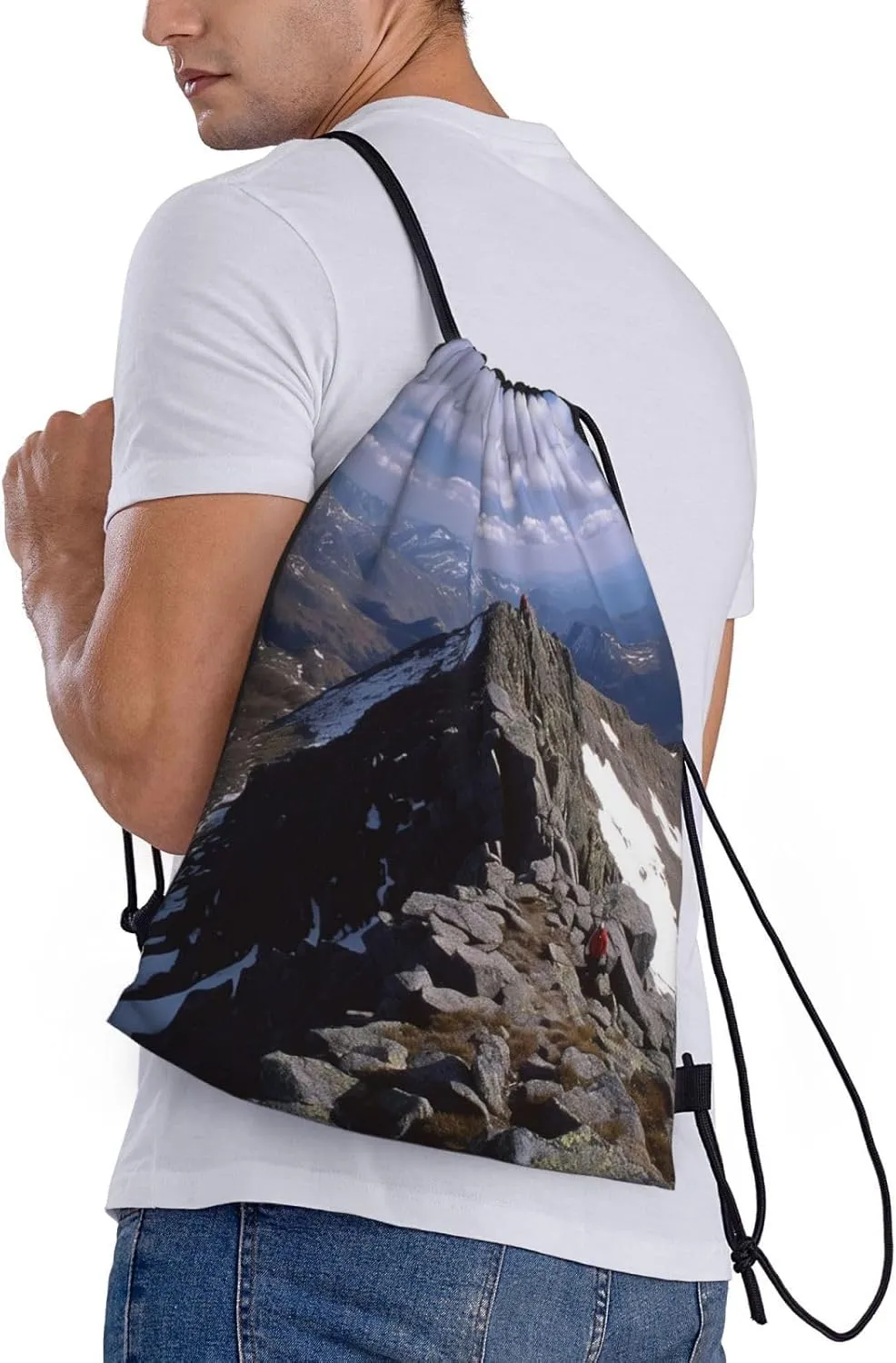 Drawstring Backpack for Women Men Gym Drawstring Bags Summit ridge String Bag Swim Bag