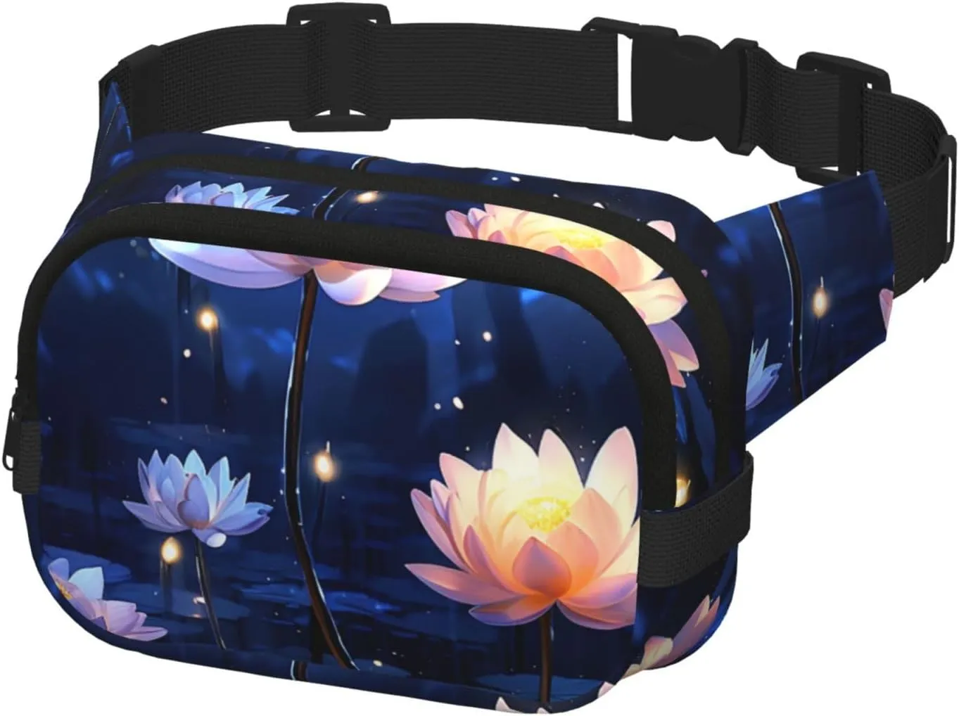 Fanny Pack for Men Women Crossbody Waist Bag Night Flowers Belt Bag with Adjustable Strap Hip Bum Bag