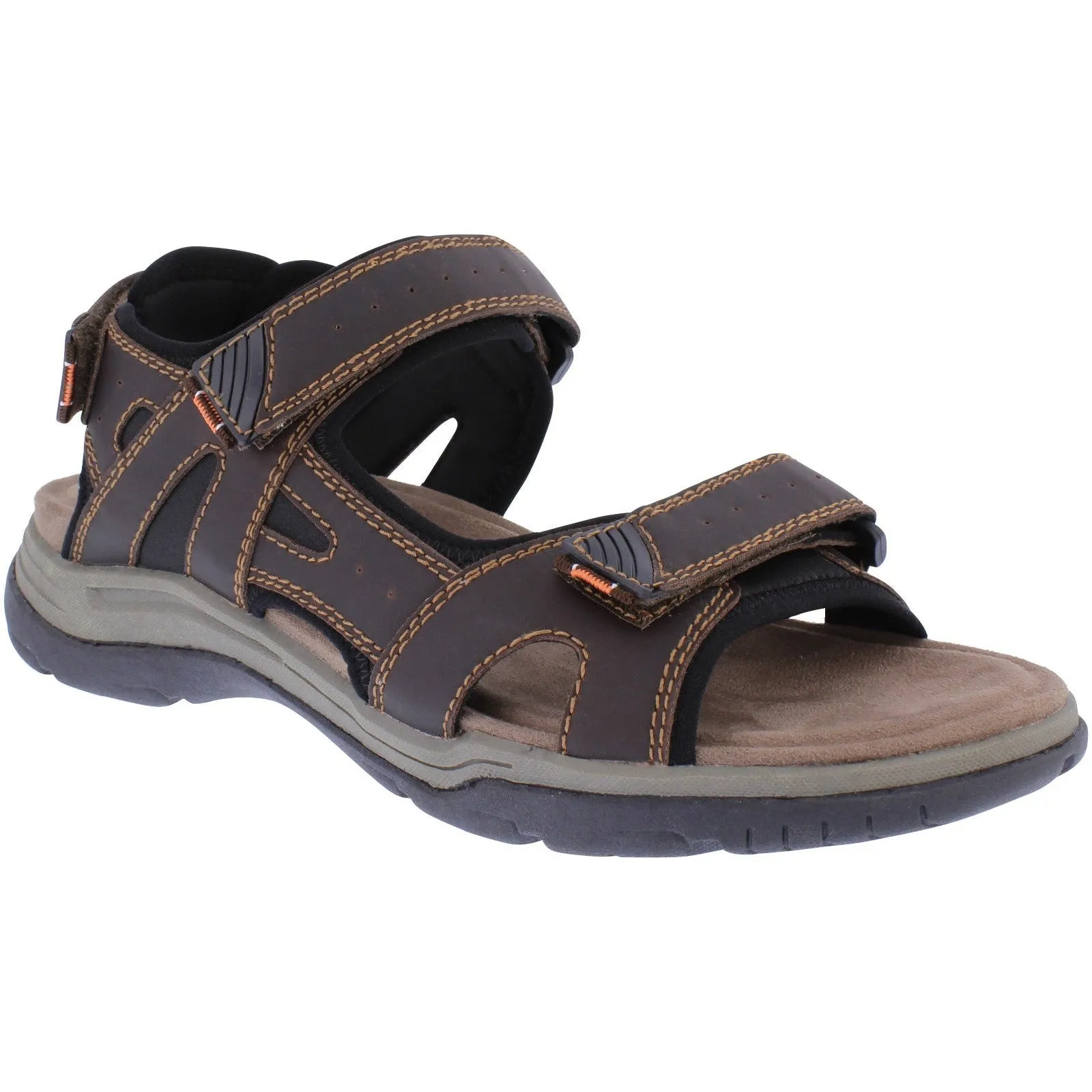 Free Spirit 41173 Sheridon Mens Brown Leather Arch Support Touch Fastening Sandals