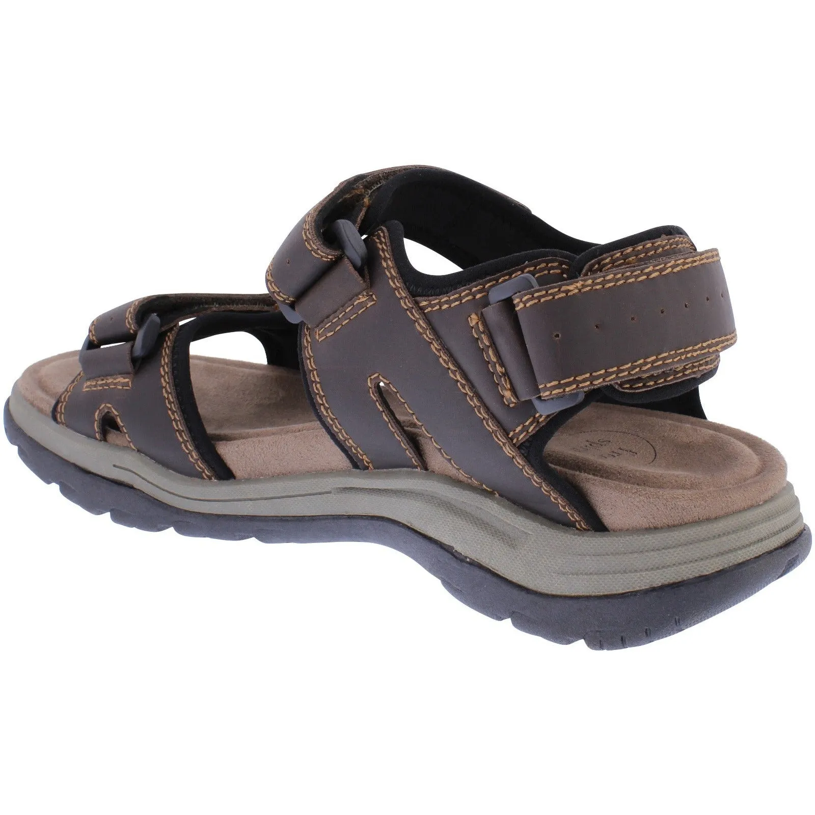 Free Spirit 41173 Sheridon Mens Brown Leather Arch Support Touch Fastening Sandals