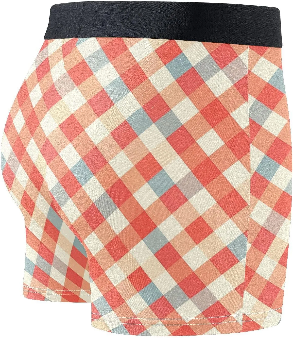 FRODOTGV Coral Pink Grids Mens Boxer Brief Shorts Athletic Underwear for Men Underware Boxer Para Hombre