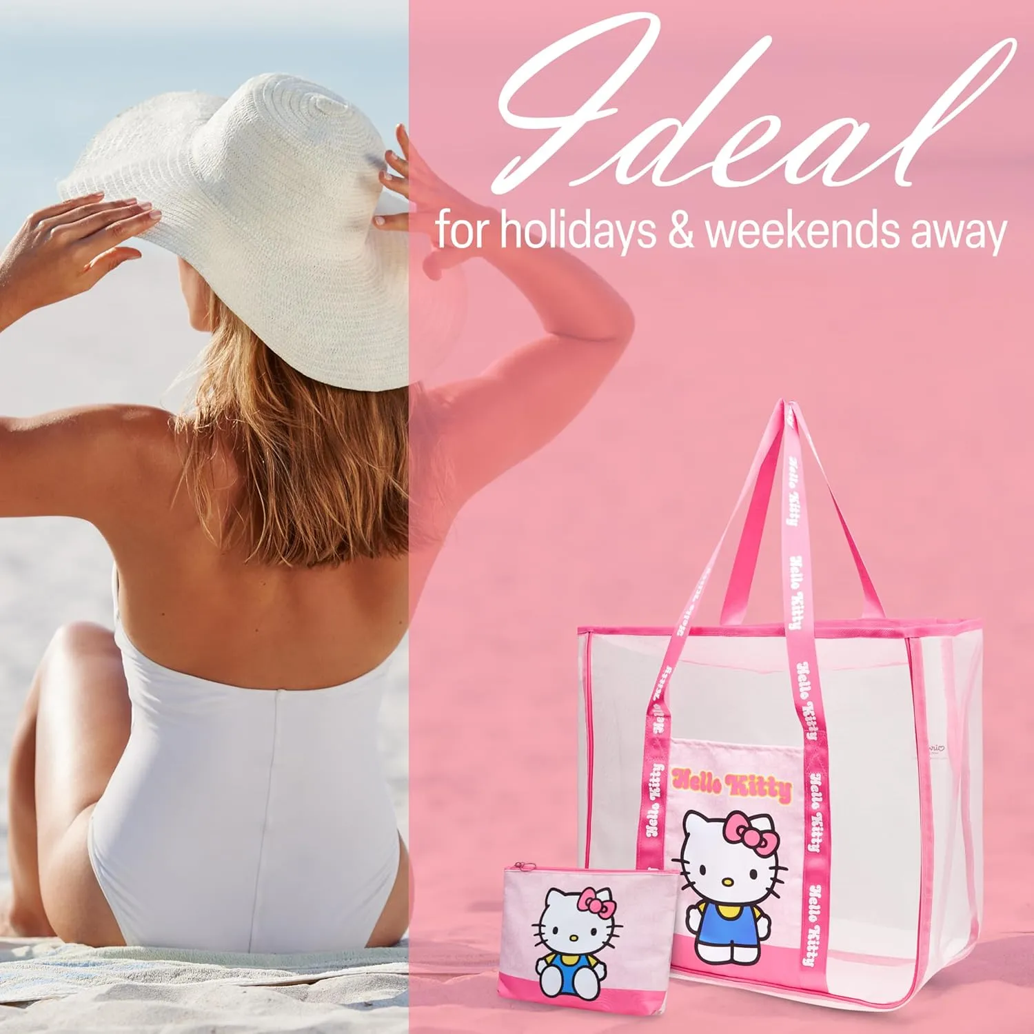 Get Trend Tote Bag for Women Teens Mesh Beach Bag Travel Bags with Small Pouch
