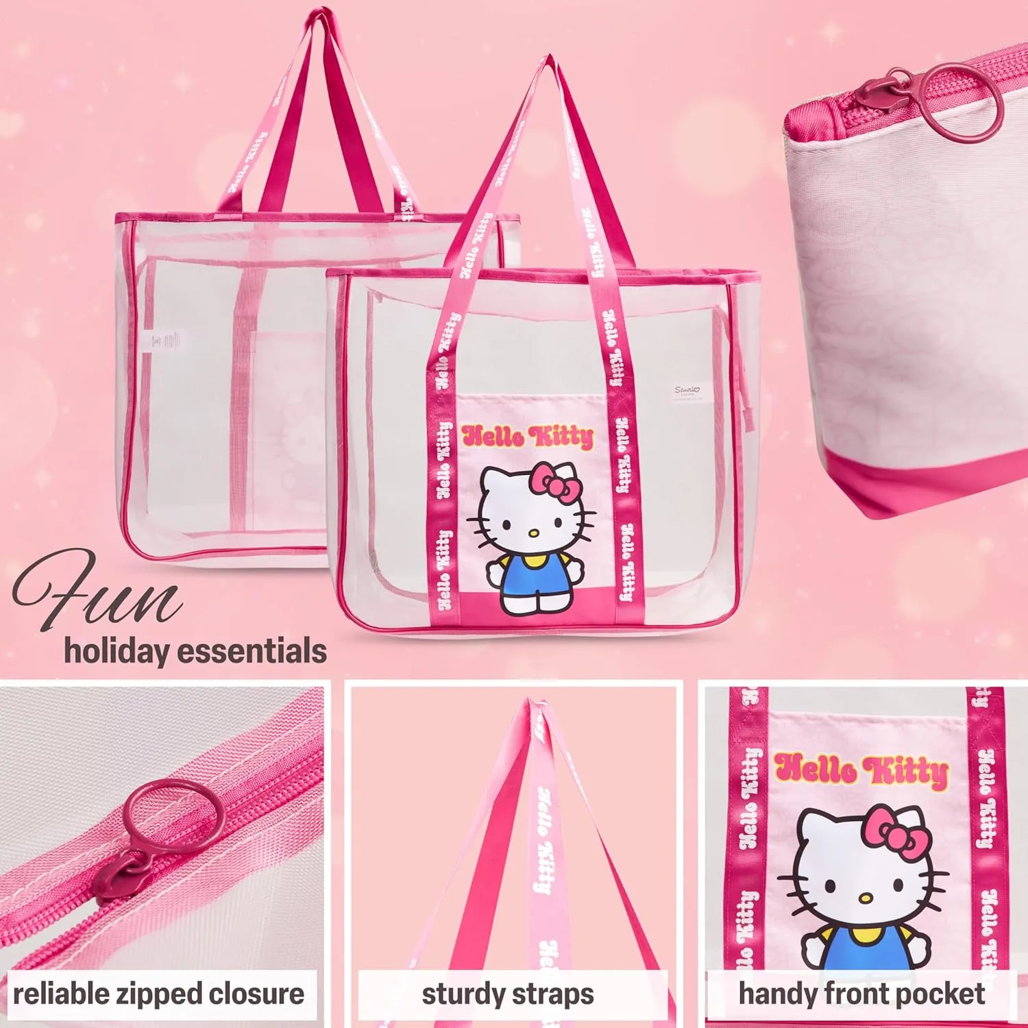 Get Trend Tote Bag for Women Teens Mesh Beach Bag Travel Bags with Small Pouch