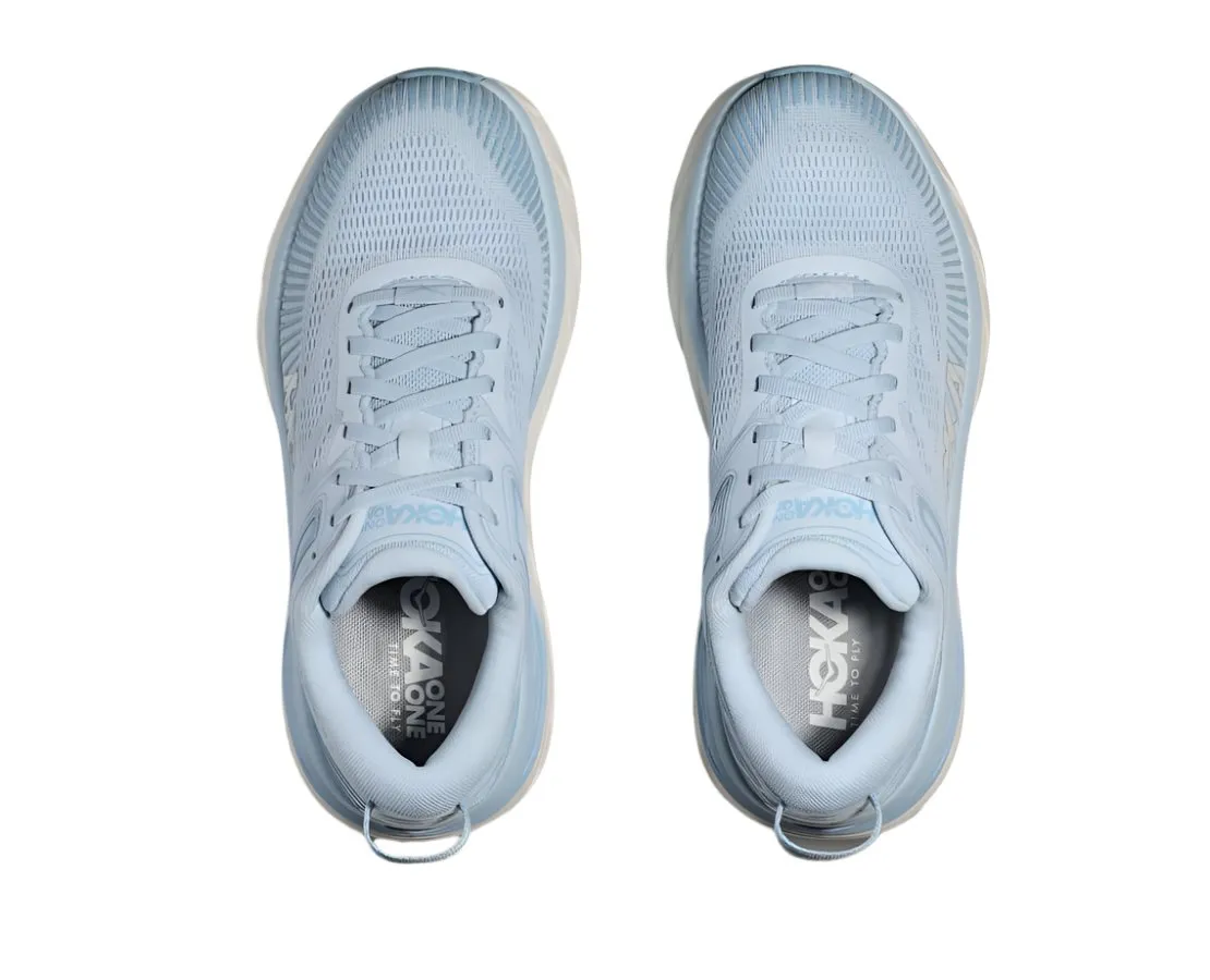 Hoka Womens Bondi 7 Running Shoes in Ice Water/White - Cushioned Comfort & Stylish Design