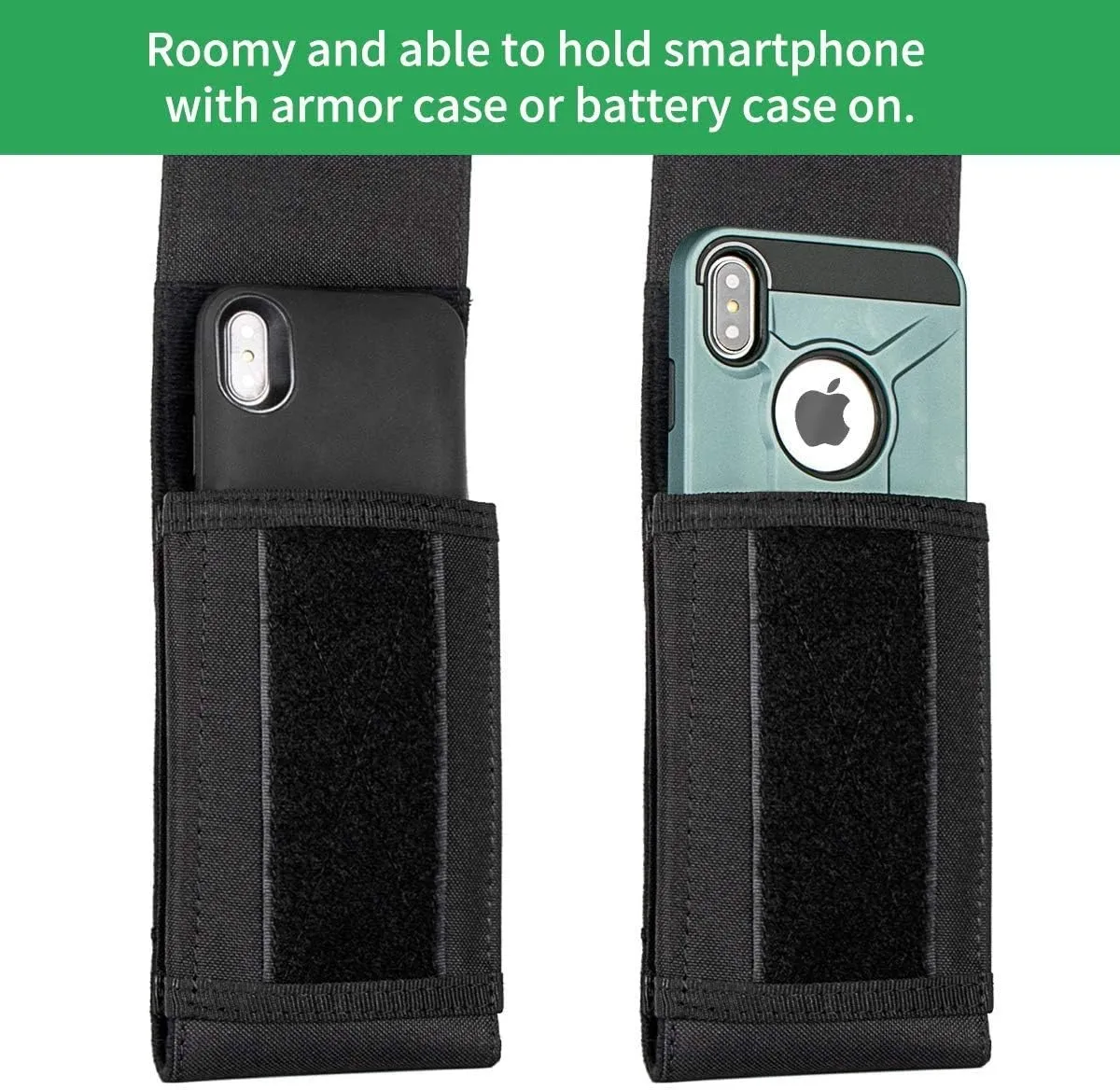 IronSeals 2 Pack Tactical Molle Phone Holster Pouch, Universal Belt Waist Bag for iPhone 16 Pro Max/16 Pro/15 Pro Max/14 Pro Max/14 Pro/13 Pro Max/12 Pro Max, Samsung S24/S23/S22/S21, Size L