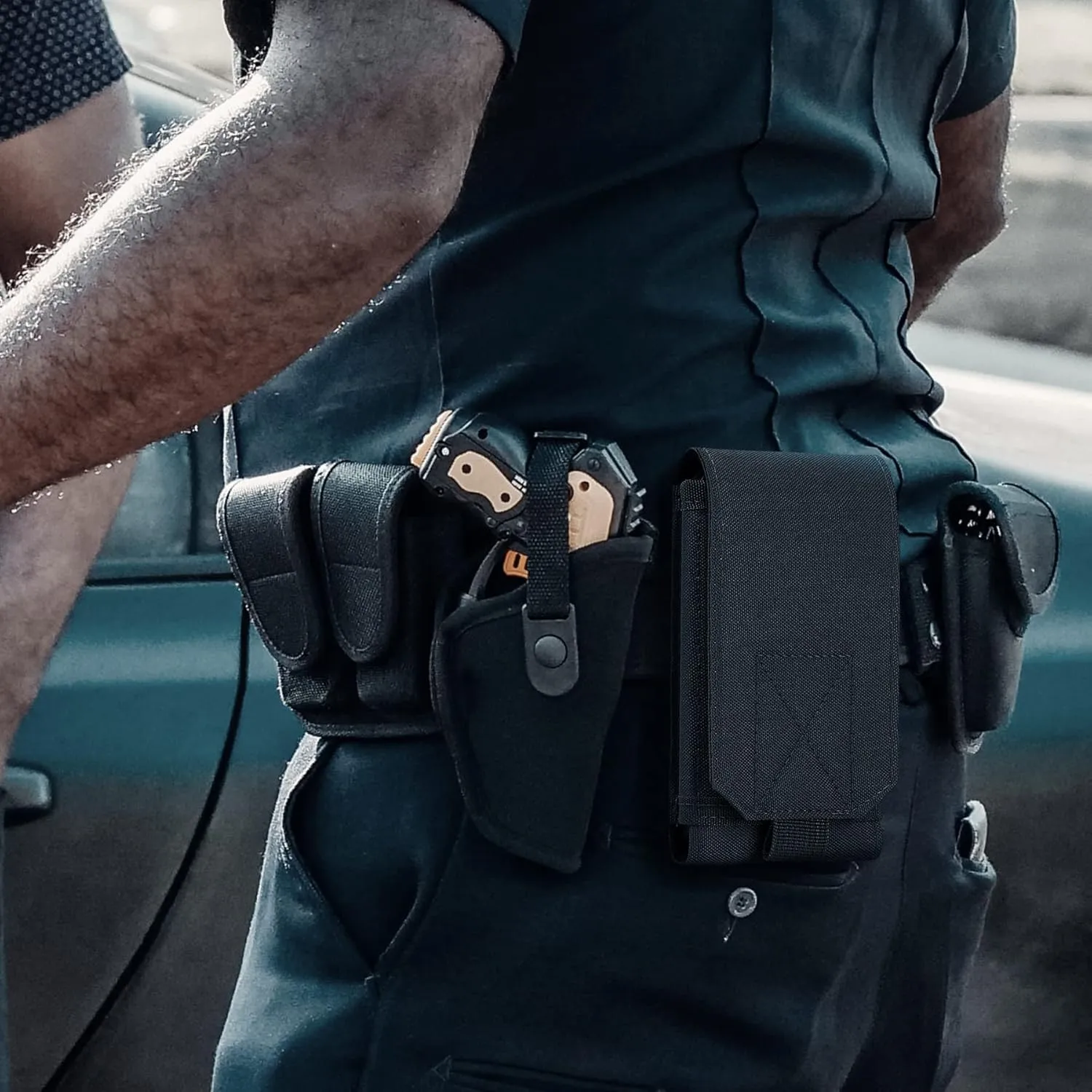 IronSeals 2 Pack Tactical Molle Phone Holster Pouch, Universal Belt Waist Bag for iPhone 16 Pro Max/16 Pro/15 Pro Max/14 Pro Max/14 Pro/13 Pro Max/12 Pro Max, Samsung S24/S23/S22/S21, Size L