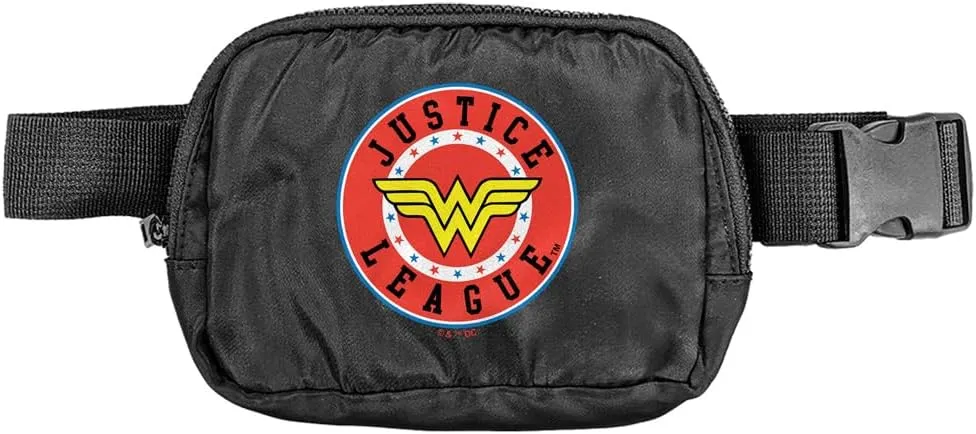 Justice League Wonder Woman Athletic Logo Belt Bag, Crossbody Fanny Pack for Women and Men, Adjustable
