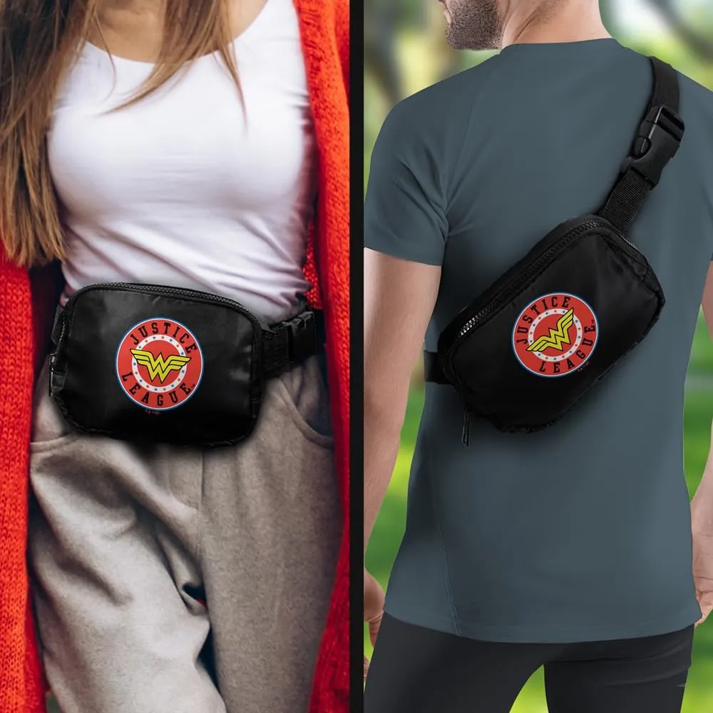 Justice League Wonder Woman Athletic Logo Belt Bag, Crossbody Fanny Pack for Women and Men, Adjustable