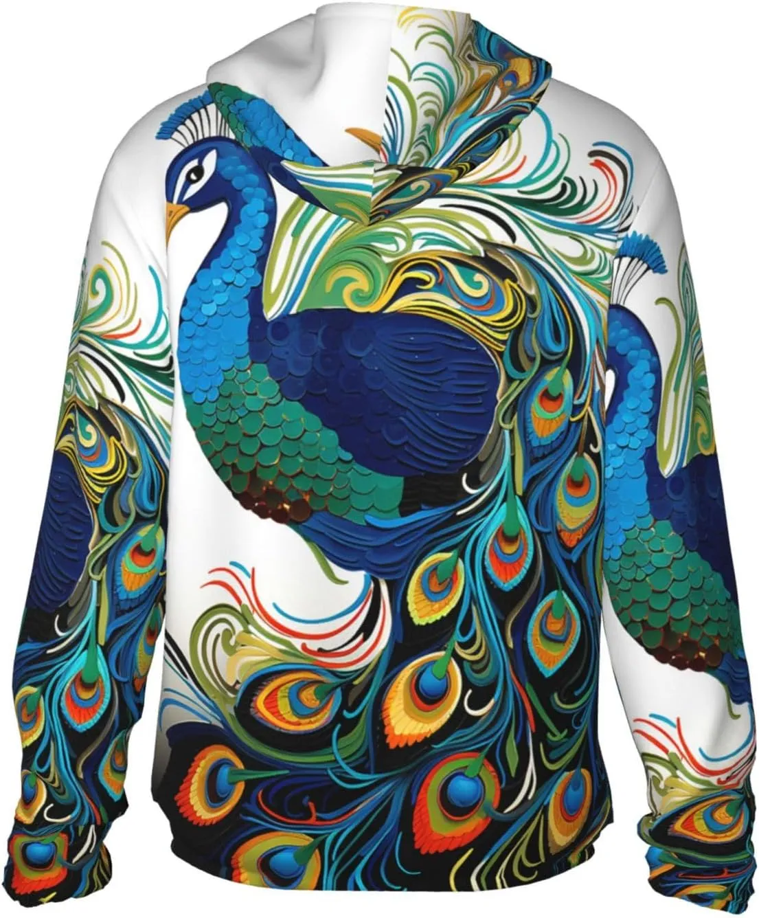Men's UPF 50  Sun Protection Hoodie Jacket Long Sleeve Outdoor Peacock pattern Sun Shirt for Women Zip