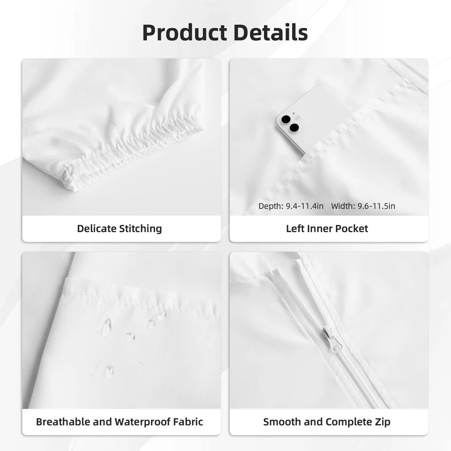 Men's UPF 50  Sun Protection Hoodie Jacket Long Sleeve Outdoor White terrazzo Sun Shirt for Women Zip Pockets