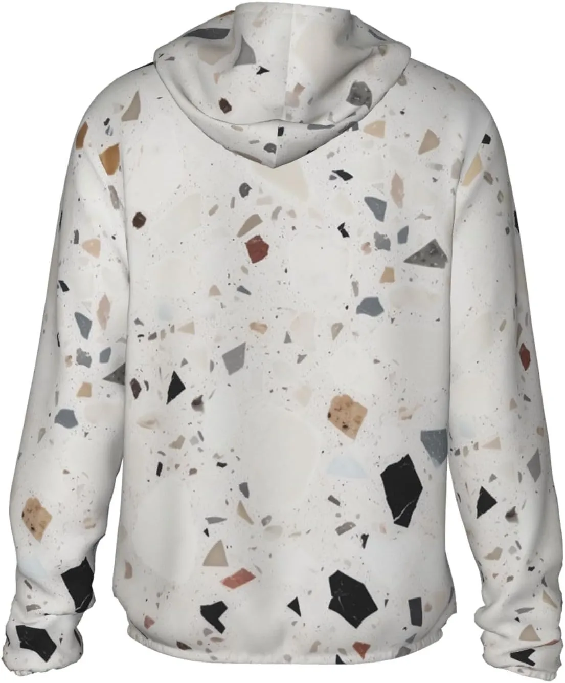 Men's UPF 50  Sun Protection Hoodie Jacket Long Sleeve Outdoor White terrazzo Sun Shirt for Women Zip Pockets