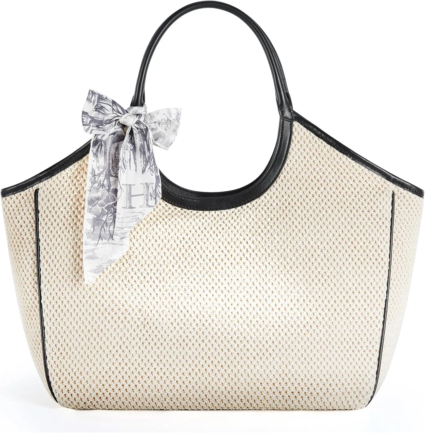 Missnine Beach Bags for Women Large Straw Tote Raffia Woven Shoulder Bag Sand-Proof for Beach Summer Vacation Travel