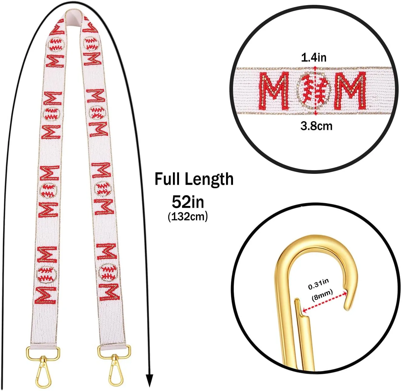 Mothers Day Purse Strap Beaded MAMA Purse Strap Replacement Mom Crossbody Bag Straps Mothers Day Outfit Gifts for Mom (Style C)