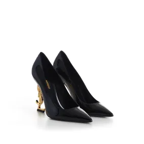 Here is an optimized title for the e-commerce product:

Elegant Black Patent Leather Opyum Pumps with Iconic YSL Cassandre Heel