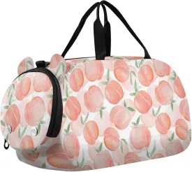 Peaches Kids Duffle Bag cat Travel Bag for Toddler Overnight Duffel Ballet Dance Sport Carry On Weekender Bag with Shoes Compartment for Boys & Girls