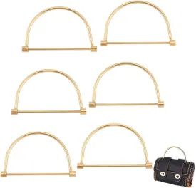 PH PandaHall 6pcs Gold Metal Purse Handles D Shape Bag Handles, Semicircle Purse Handles Replacement Clutches Handles Frame for Handmade Bag Purse Tote Bag Making Accessories, 3.2x5inches
