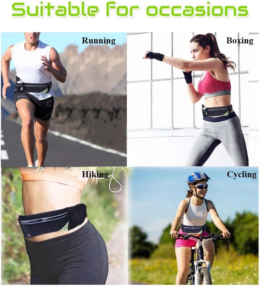Running Belt with Water Bottle Holder for iPhone 16 15 14 13 12 11 Pro Max Xs 16e Xr X Plus SE Mini/Galaxy,Reflective Phone Belt Bag for Running Women Men Hydration Waist Bag Fanny Pack Pouch