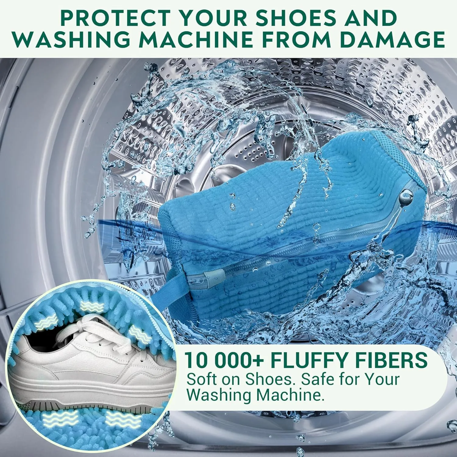 Shoe Washing Machine Bag - Set of 2 Shoe Washing Bags, 360 Deep Clean Shoes Laundry Bag, Reusable Shoe Bag for Washing Machine, Sneaker washing machine bags, Blue