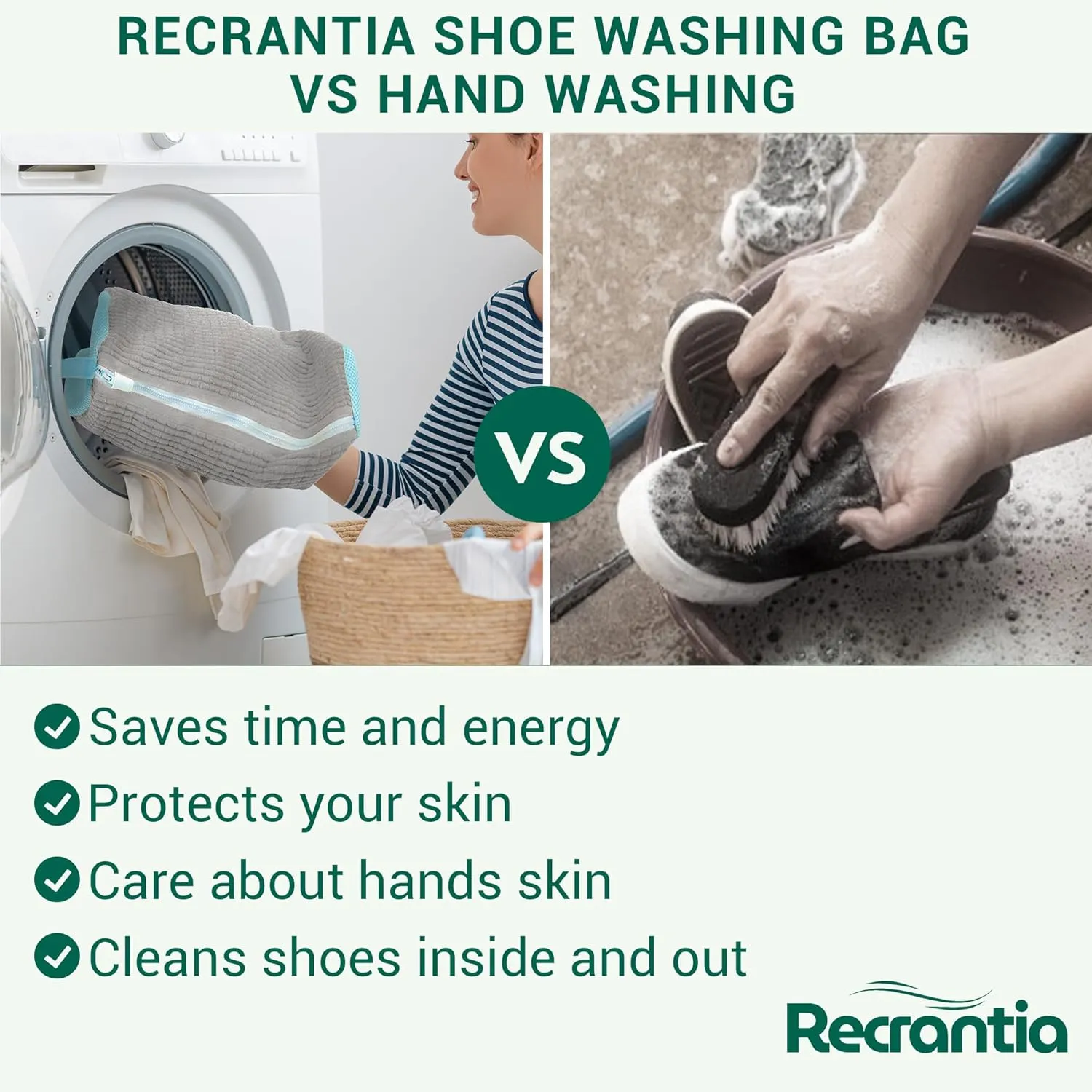 Shoe Washing Machine Bag - Set of 2 Shoe Washing Bags, 360 Deep Clean Shoes Laundry Bag, Reusable Shoe Bag for Washing Machine, Sneaker washing machine bags, Grey