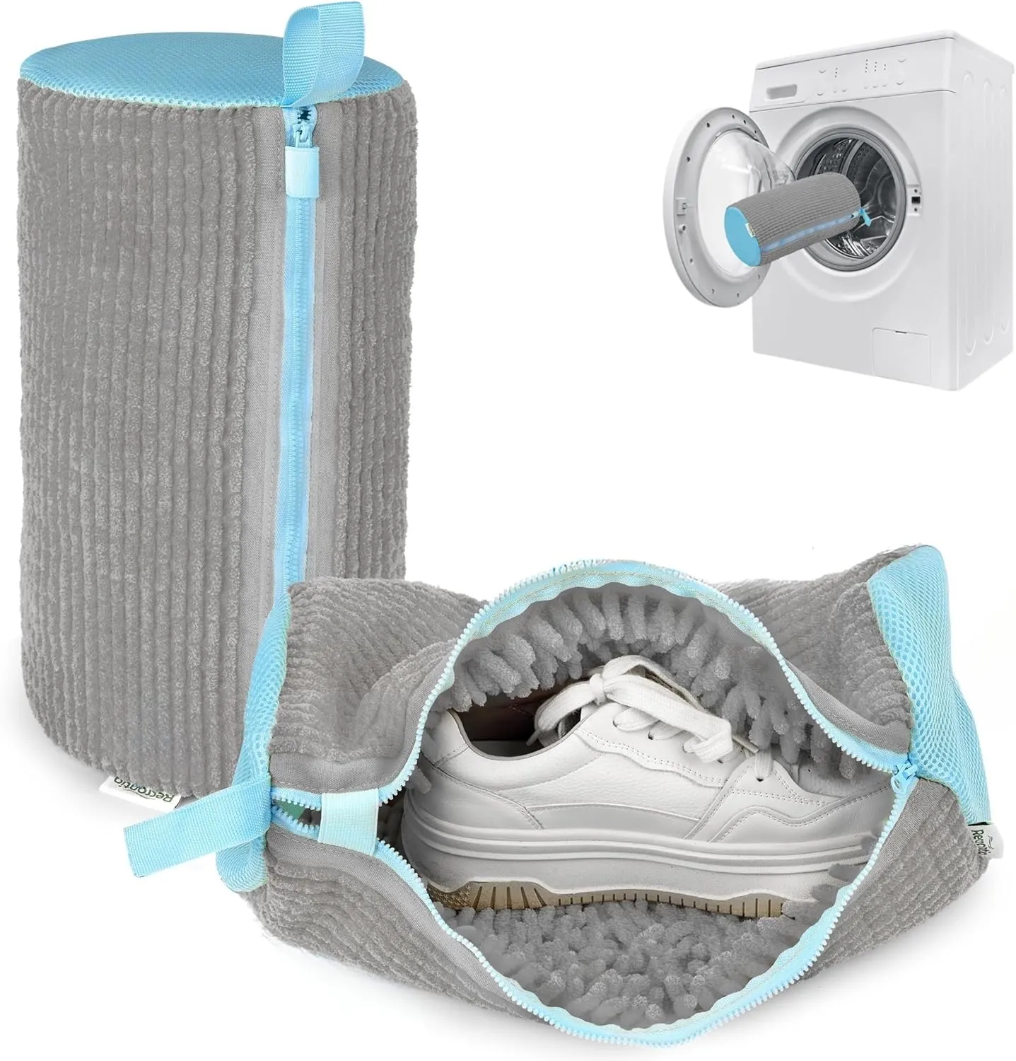 Shoe Washing Machine Bag - Set of 2 Shoe Washing Bags, 360 Deep Clean Shoes Laundry Bag, Reusable Shoe Bag for Washing Machine, Sneaker washing machine bags, Grey