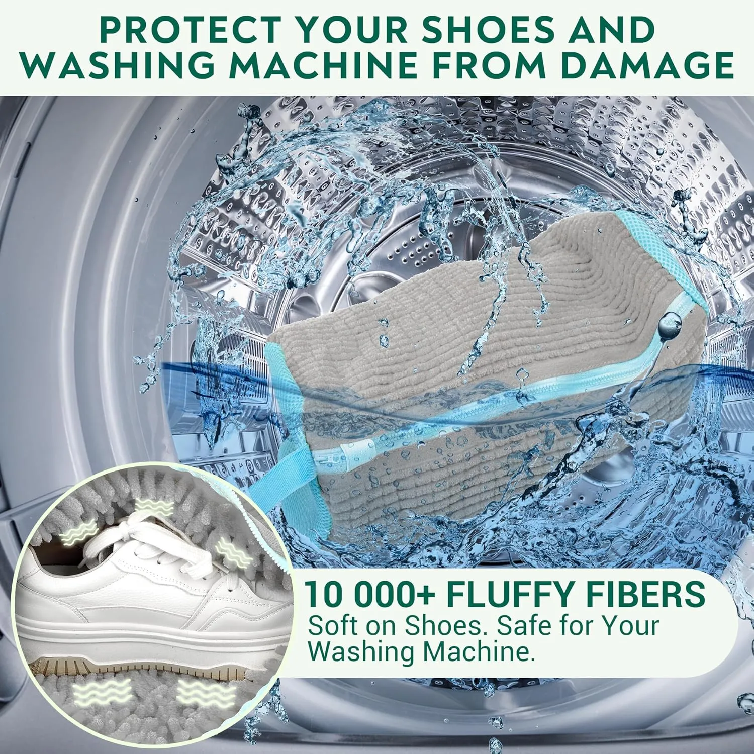 Shoe Washing Machine Bag - Set of 2 Shoe Washing Bags, 360 Deep Clean Shoes Laundry Bag, Reusable Shoe Bag for Washing Machine, Sneaker washing machine bags, Grey