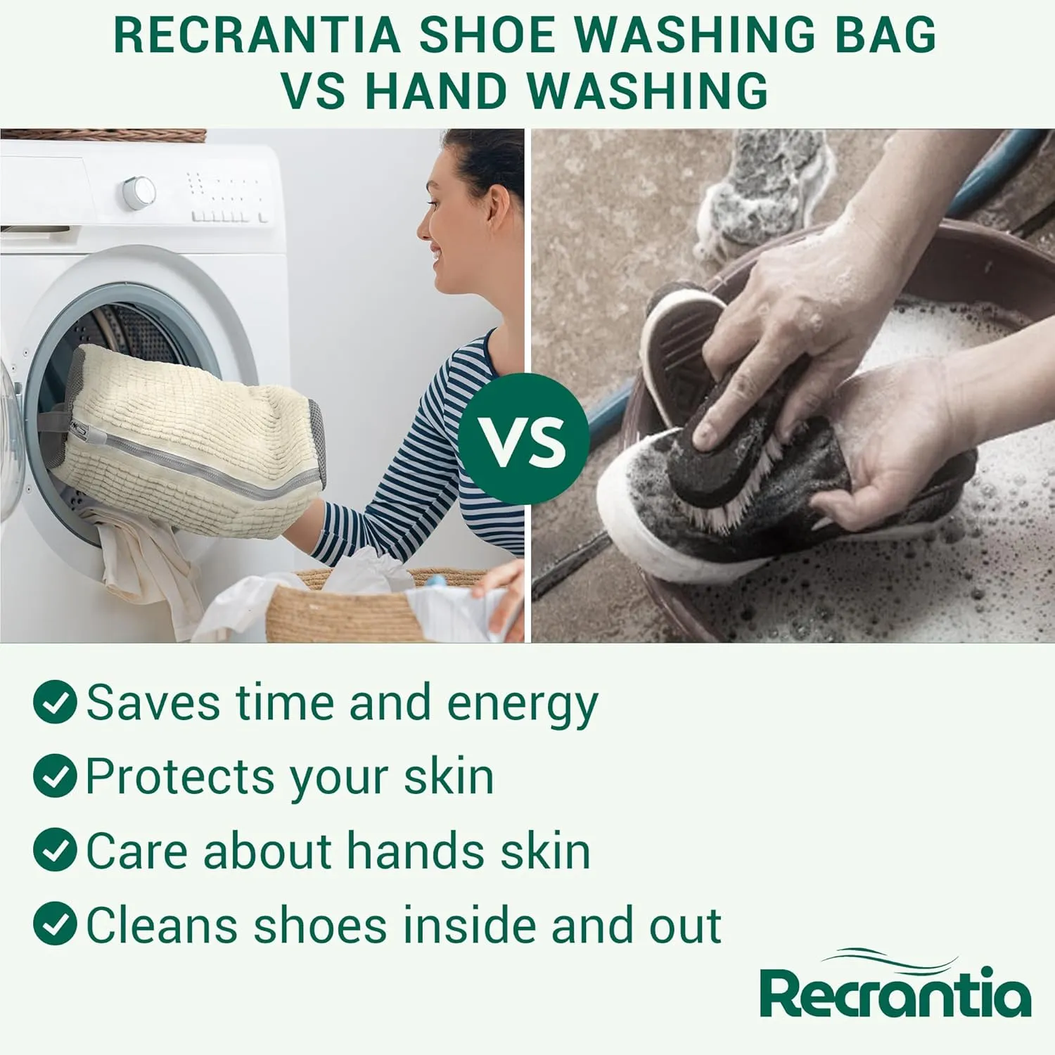 Shoe Washing Machine Bag - Set of 2 Shoe Washing Bags, 360 Deep Clean Shoes Laundry Bag, Reusable Shoe Bag for Washing Machine, Sneaker washing machine bags, White