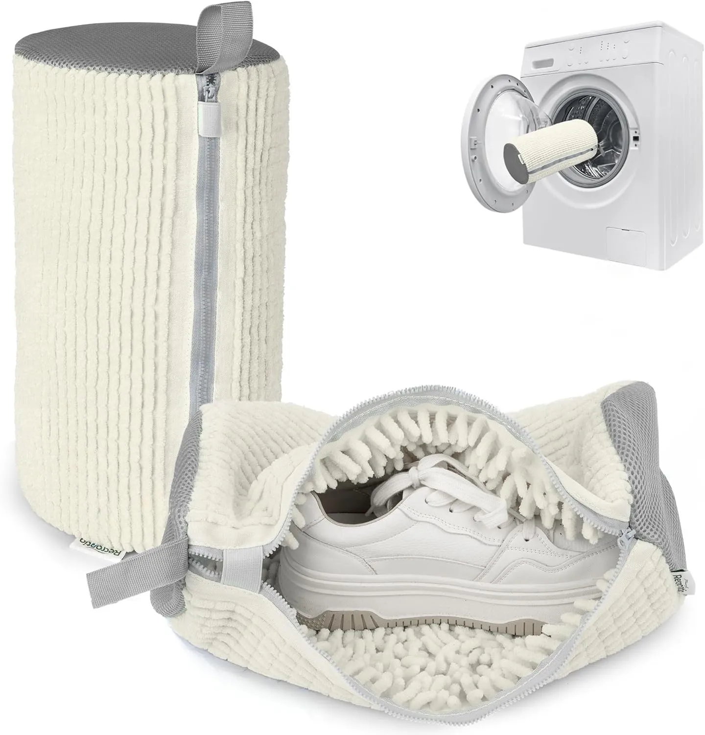 Shoe Washing Machine Bag - Set of 2 Shoe Washing Bags, 360 Deep Clean Shoes Laundry Bag, Reusable Shoe Bag for Washing Machine, Sneaker washing machine bags, White