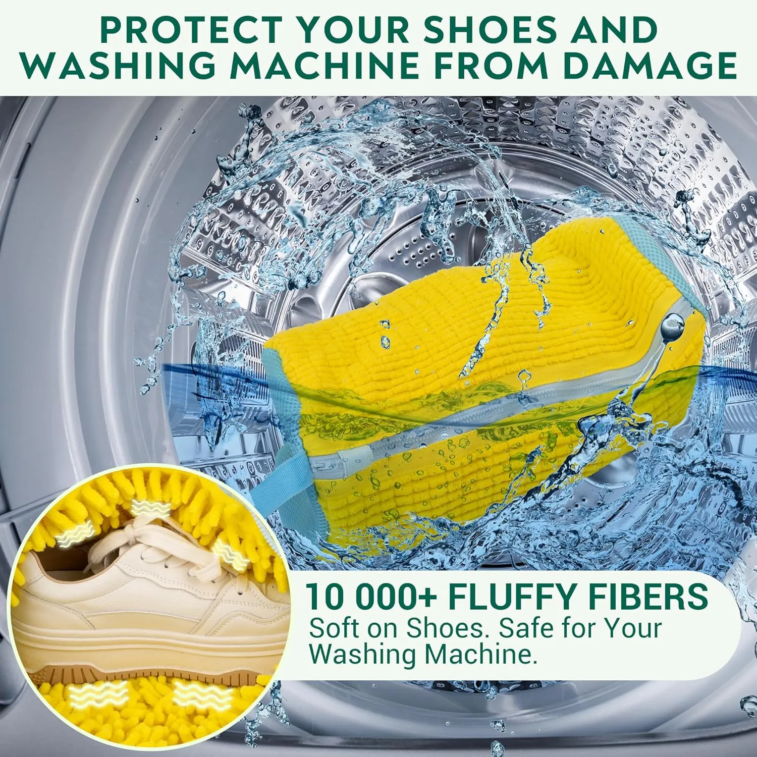 Shoe Washing Machine Bag - Set of 2 Shoe Washing Bags, 360 Deep Clean Shoes Laundry Bag, Reusable Shoe Bag for Washing Machine, Sneaker washing machine bags, Yellow