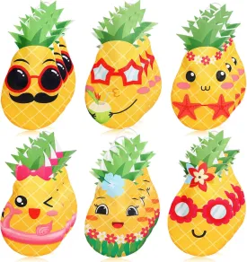 Silkfly 24 Pcs Hawaiian Luau Pineapple Party Favor Bags Bulk Non Woven Reusable Yellow Fruit Gift Bags with Handles Summer Pool Beach Luau Theme Party