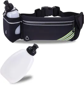 Waterproof Running Belt Water Bottle Waist Pack,Sport Pouch Fanny Pack for Men Women Runners Waist Bag,Hybration Workout Running Phone Holder for iPhone 15 14 13 12 11 Pro Max Xs Xr X 8 7 Plus Galaxy