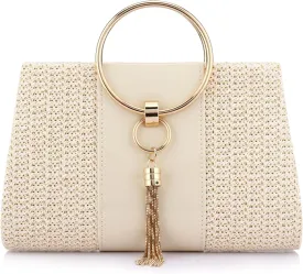 Women Straw Bag Crossbody Clutch Evening Clutch Purse Beach Shoulder Handbag