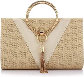 Women Straw Bag Crossbody Clutch Evening Clutch Purse Beach Shoulder Handbag